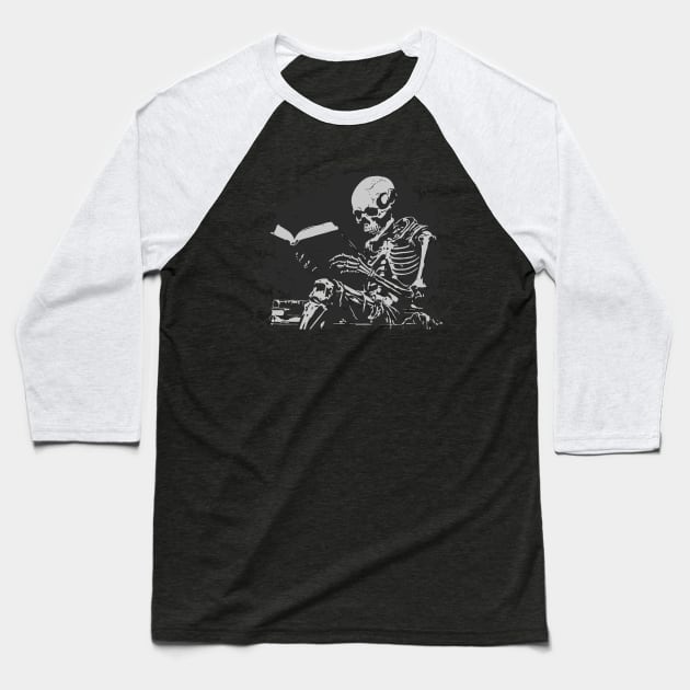 skeleton reading a book Baseball T-Shirt by lkn